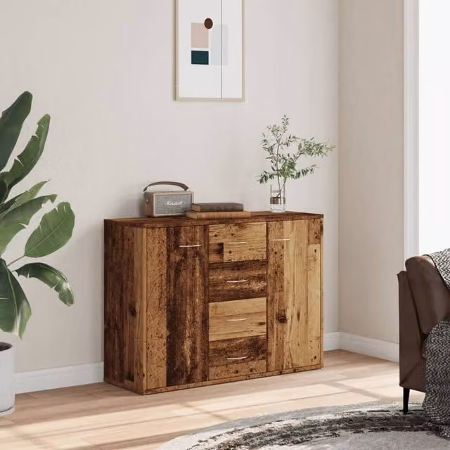Berkfield Home Old Wood Sideboard in Brown, W/D/H: 88 x 30 x 64 cm