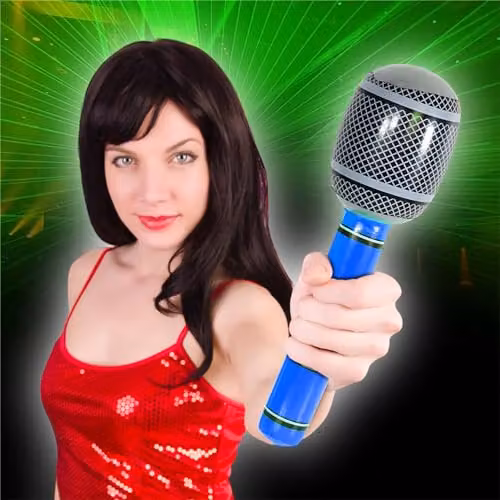 Electrovision Blue Cheetah Print Inflatable Microphone Accessory, 30 cm – 3