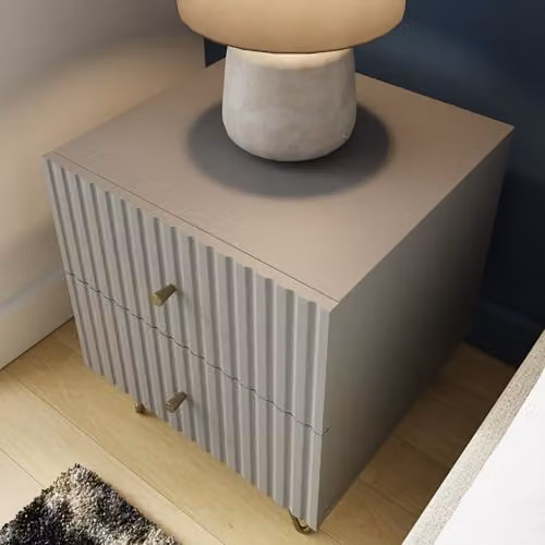 GFW Thalia 2 Drawer Bedside Table in Grey and White, Modern Matt Finish, W/D/H: 40 x 40 x 46.5 cm – 3