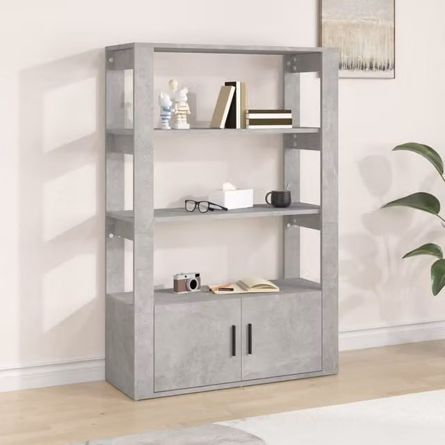 Berkfield Home Sideboard in Concrete Grey, W/D/H: 80 x 30 x 119.5 cm