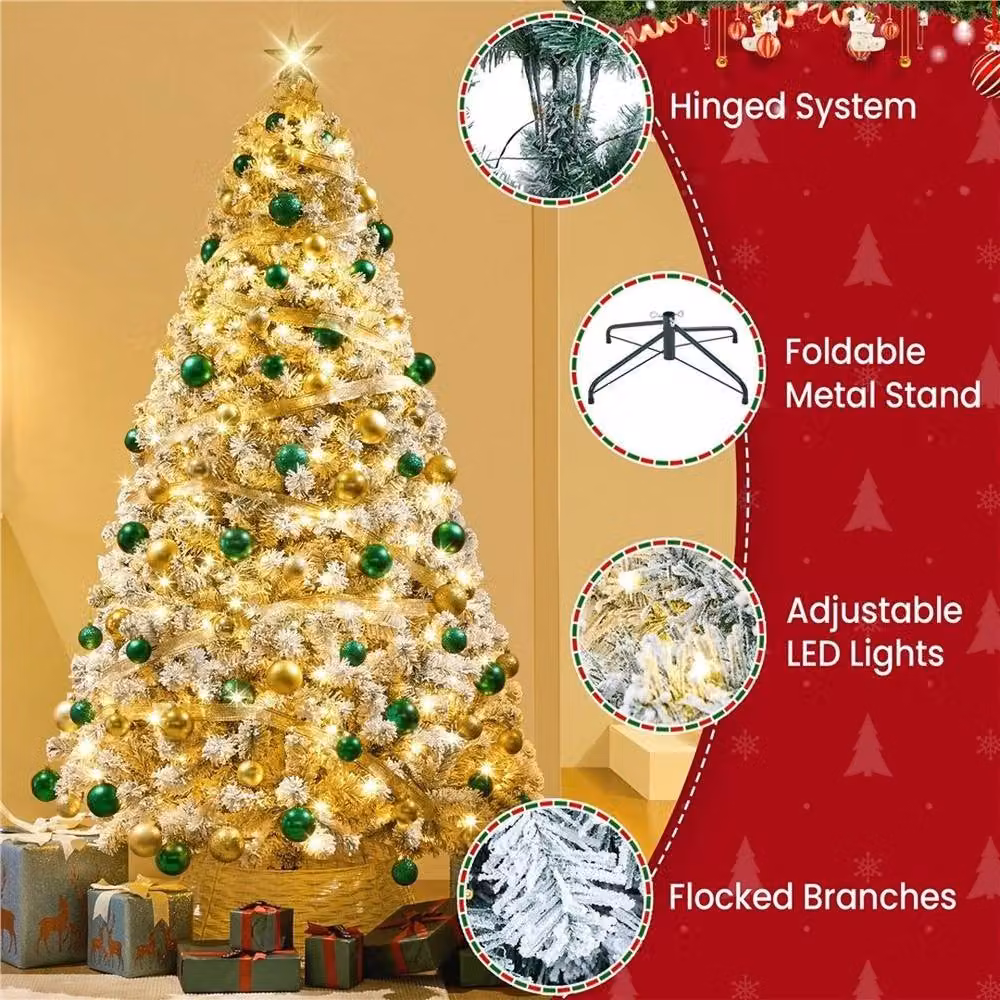 Kelvenix 6ft Classic Artificial Christmas Tree with 350 Warm White and Multicolour LED Lights – 4