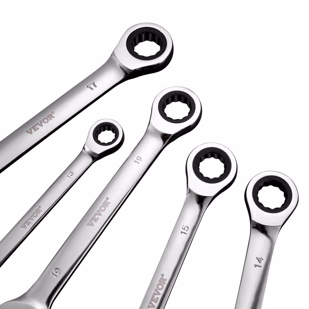 VEVOR 8-Piece Chrome Vanadium Steel Combination Wrench Set, Metric 8 mm to 19 mm, Silver – 2