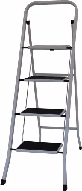 Oypla 4 Step Foldable Steel Stepladder with Non-Slip Rubber Feet, White – 1