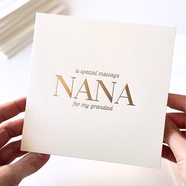 Peacock Supplies Luxury Special Message Card Nana Grandad in White and Gold