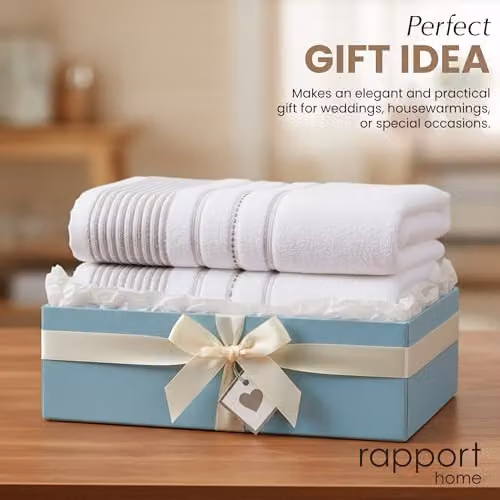 Rapport Home Dakota Stripe Cotton Bath Towels 2-Pack in Beige, Sand and White, W/D/H: 70 x 120 cm – 5