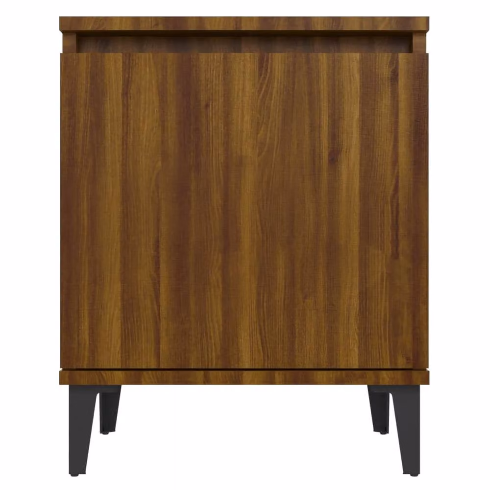 Berkfield Home Bed Cabinet in Brown Oak with Metal Legs, W: 40 cm, D: 30 cm, H: 50 cm – 5