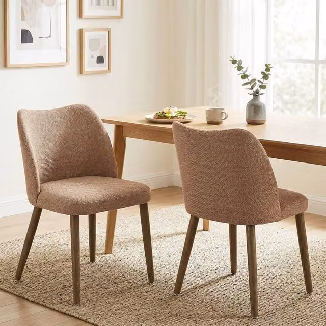 FORGEVIO Set of 2 Upholstered Fabric and Rubberwood Dining Chairs in Multicolour – 1