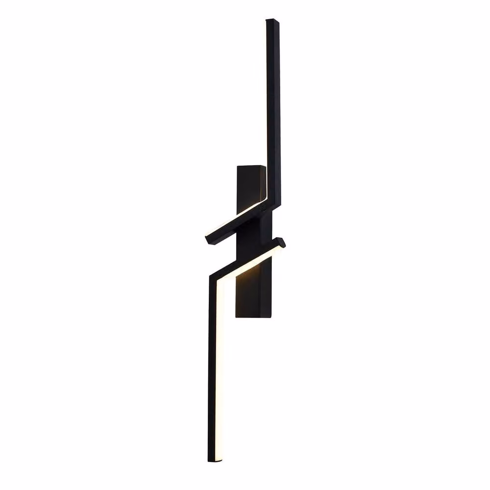 Happy Homewares Sleek Double Stick LED Feature Wall Light Fitting in Matte Sand Black – 2