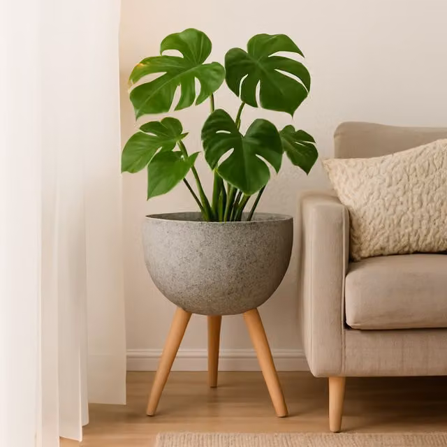 Orsina Darnell Large Grey Speckled Tabletop Planter – 2
