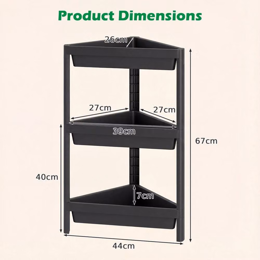 VOGREX 2-Pack 3-Tier Freestanding Corner Shower Caddy in Black – 2