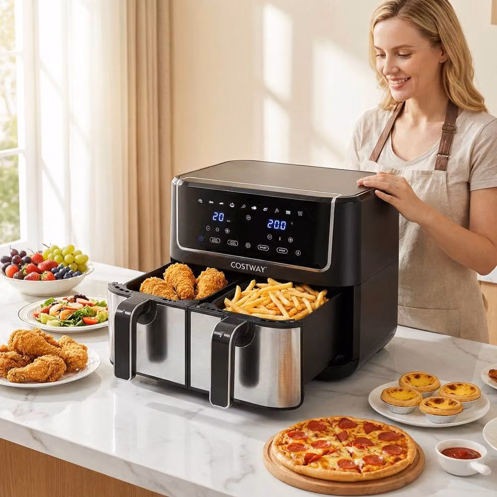 Costway 2100W Dual-Zone Air Fryer Oven with 8L Capacity and 10 Presets in Black – 4