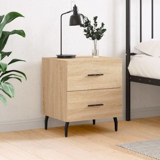 Berkfield Home Sonoma Oak Bedside Cabinet, Brown, W: 40 cm, D: 35 cm, H: 47.5 cm