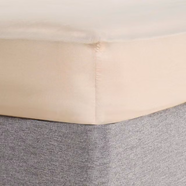 OHS Plain Dyed Microfibre Deep Fitted Sheet, Stone, 140 x 200 cm