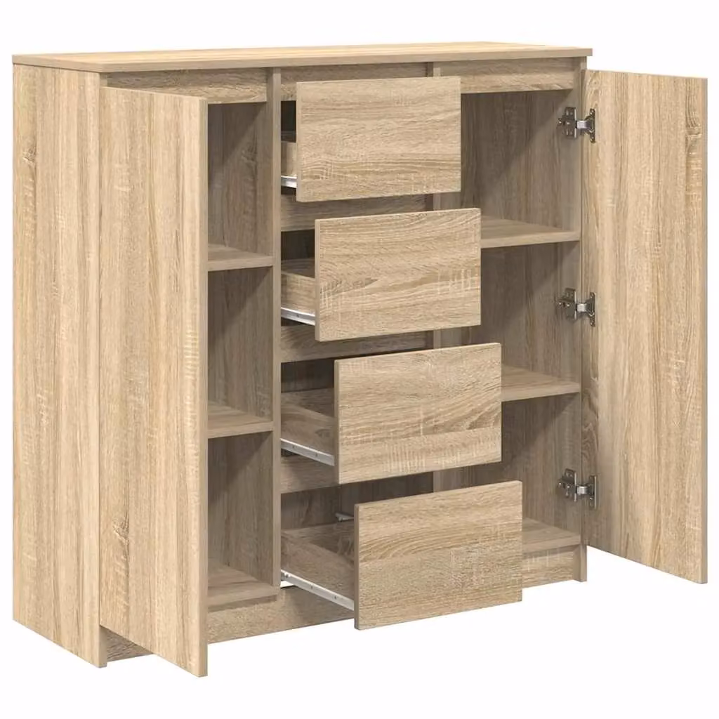 Berkfield Home Sonoma Oak Sideboard with Drawers in Brown, W/D/H: 100.5 x 35 x 98.5 cm – 2