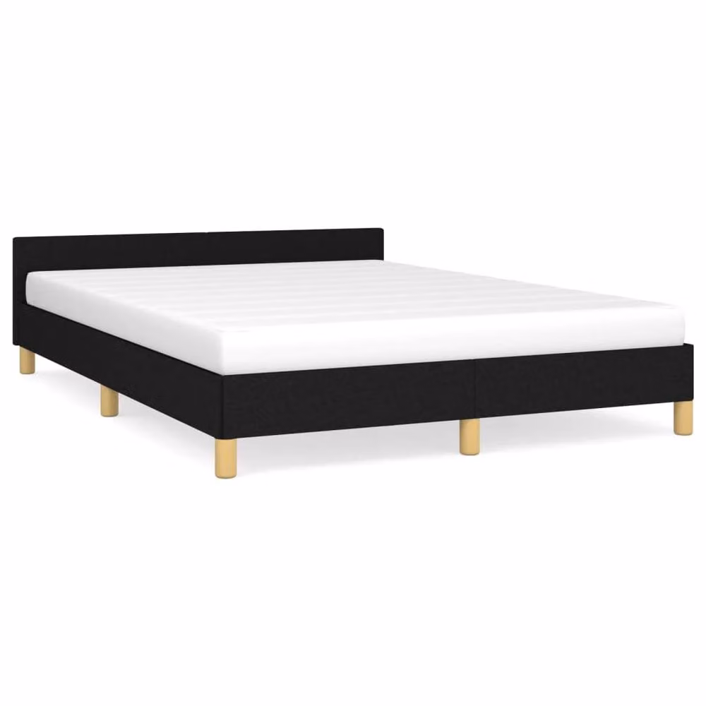Berkfield Home Upholstered Fabric Bed Frame with Headboard, Black, W/D/H: 180 x 200 cm – 2
