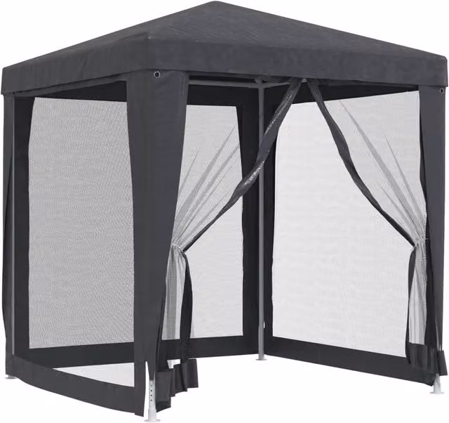 Berkfield Home Party Tent with 4 Mesh Sidewalls, Anthracite, W/D: 2 x 2 m