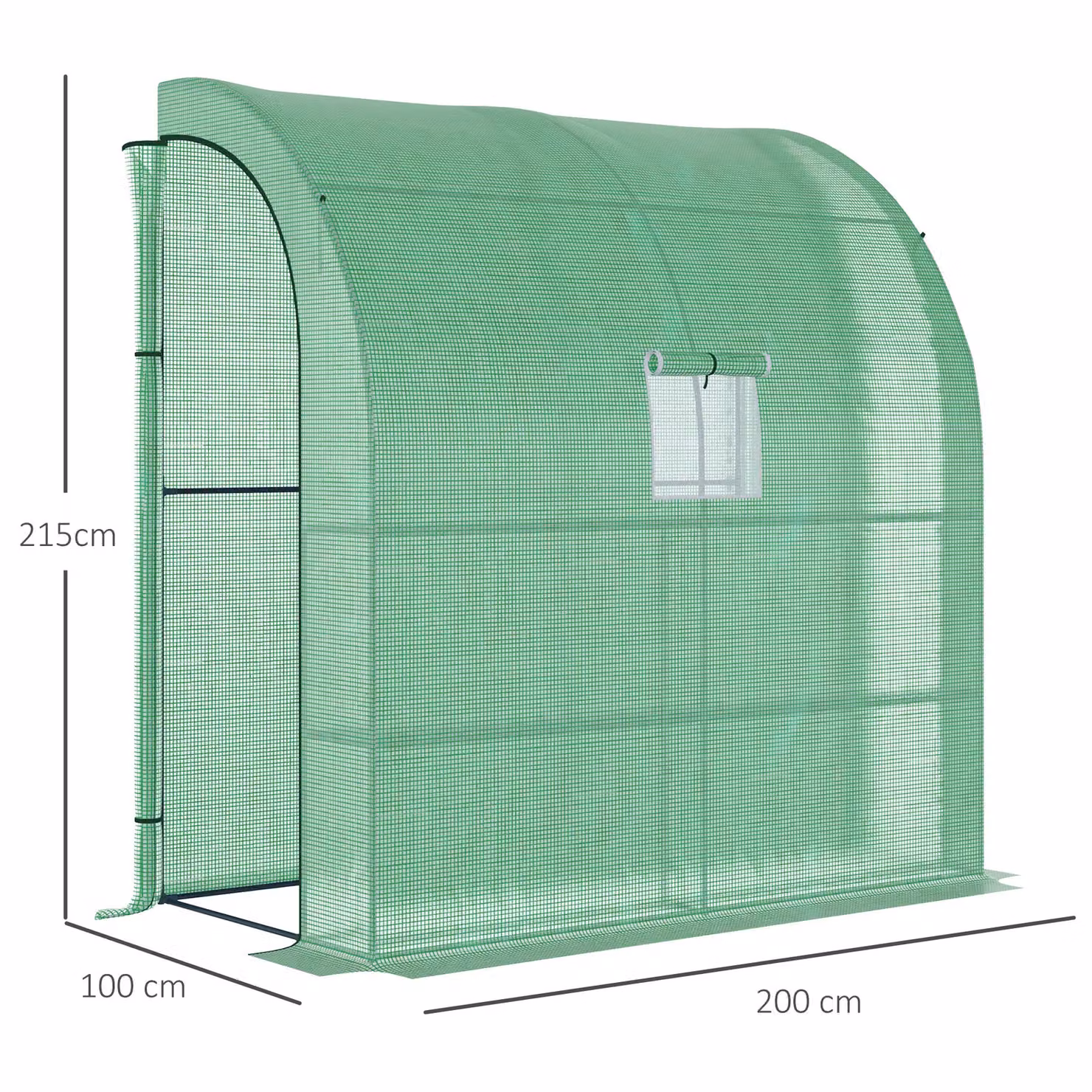 OUTSUNNY Green Walk-In Lean-to Wall Greenhouse with Window and Door, W/D/H: 100 x 200 x 213 cm – 2