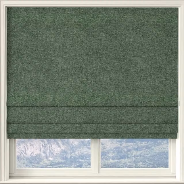 Linda Barker Petal Made to Measure Blackout Roman Blind in Winter Moss Green