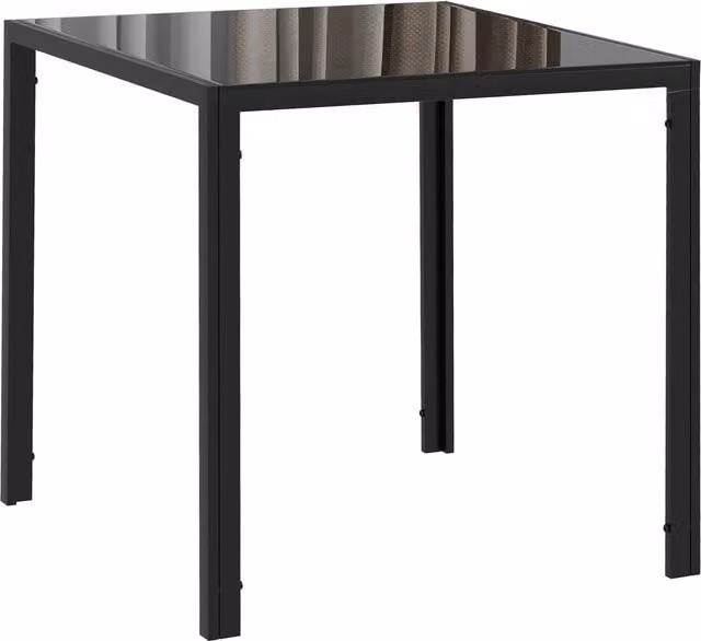 HOMCOM Modern Square Dining Table with Glossy Black Glass Top and Metal Legs, W/D/H: 80 x 80 x 75 cm – 1