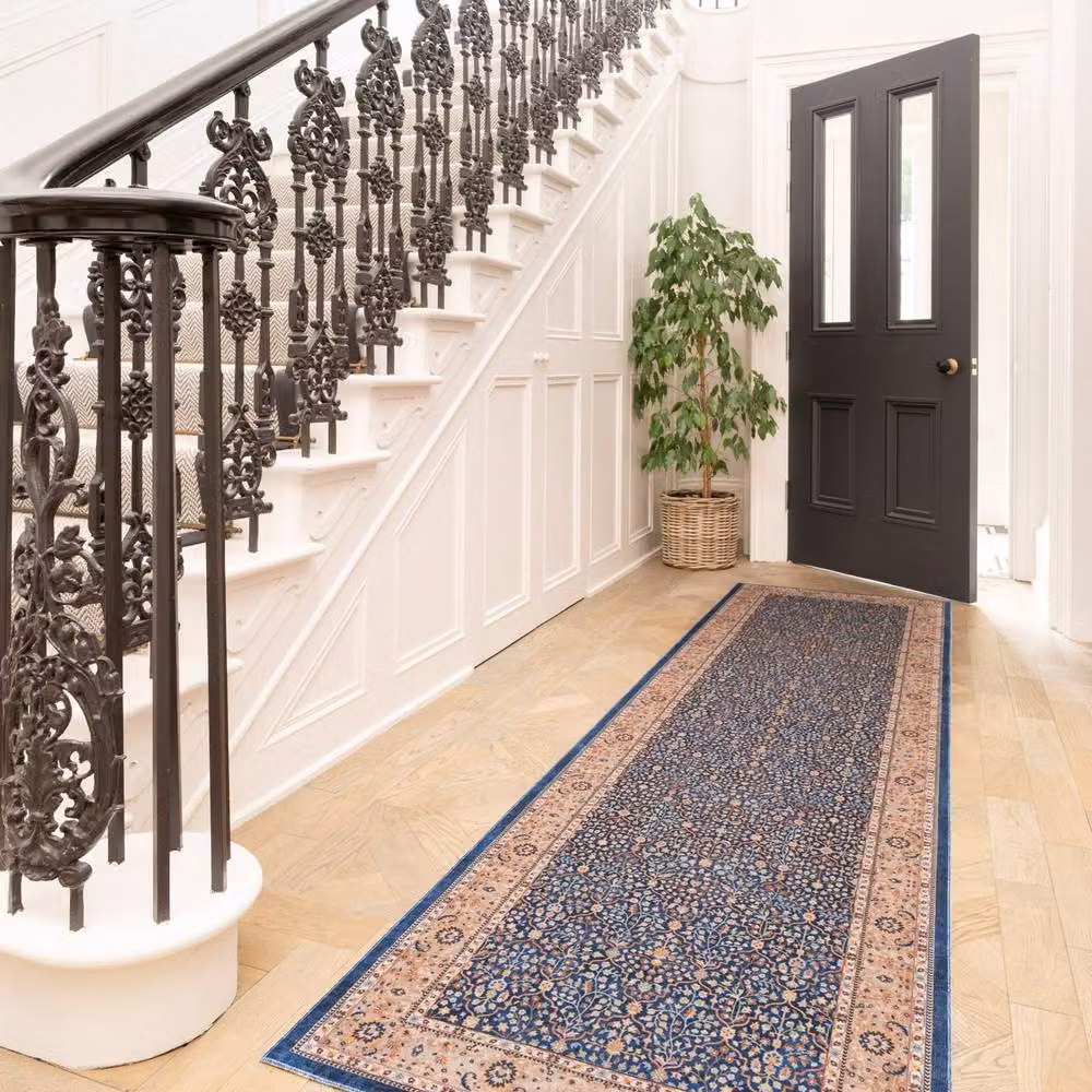 Kukoon Blue and Beige Traditional Persian Oriental Area Rug, W: 60 cm, L: 240 cm – 5