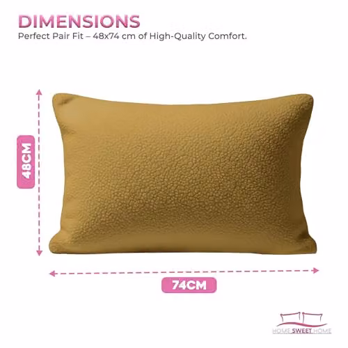 Home Sweet Home UK Snug City Teddy Fleece Pillow Case Pair in Yellow, W: 48 cm x L: 74 cm – 3