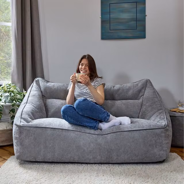 icon Giant Chenille Bean Bag Floor Sofa in Grey