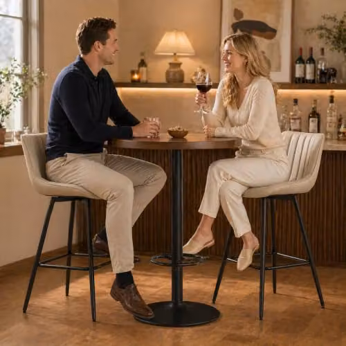 HOMCOM Set of 2 Modern Swivel Bar Stools with Backrest in Brown Synthetic Leather – 6