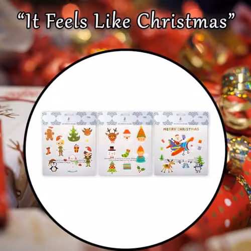 VFM e-Store Christmas Stickers in Multicolour, Varied Designs, W/D/H: 20 x 20 x 0.1 cm – 6