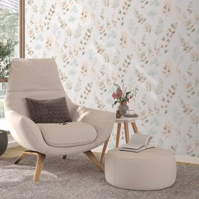 Erismann Spring Symphony Leaf Wallpaper in Green and Multicolour