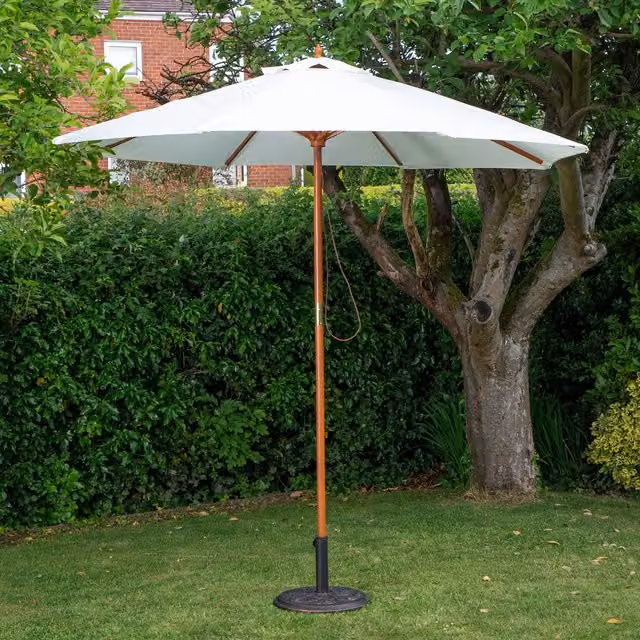 Samuel Alexander Beige Wooden Garden Parasol Sun Shade with Carry Bag – 2