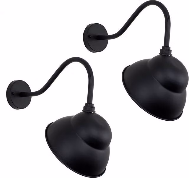 ValueLights Porter Pair of Black Metal Outdoor Wall Lanterns – 1
