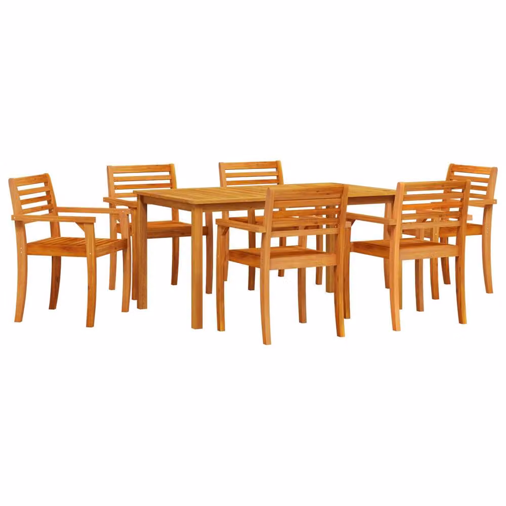Berkfield Home 7 Piece Garden Dining Set in Brown Solid Acacia Wood – 2