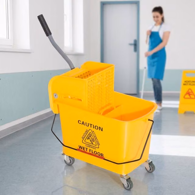 STILVORA 20 L Mop Bucket with Wringer and Water Separation Panel in Yellow – 1