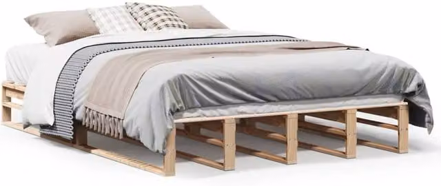 Berkfield Home Solid Wood Pine Bed Frame in Light Brown, W/D/H: 140 x 190 cm – 1