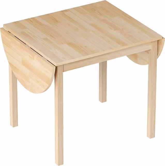 HOMCOM Scandinavian Pine Wooden Drop-Leaf Dining Table in Brown – 1