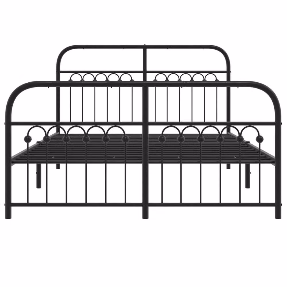 Berkfield Home Metal Bed Frame with Footboard, Black, W: 137 cm, L: 190 cm – 3