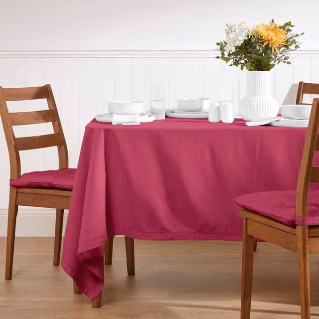 Homescapes Plain Purple Cotton Rectangular Tablecloth W/D/H: 70 x 177.8 x 70 cm