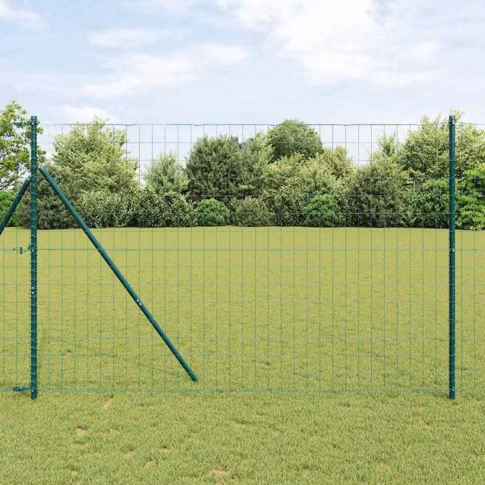 Berkfield Home Green Euro Fence PVC Coated Steel, W: 10 m, H: 1.5 m – 2