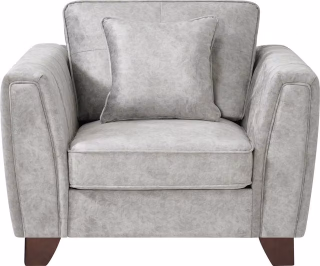 Comfy Living Grey Faux Suede 3 Seater Sofa with Scatter Cushions