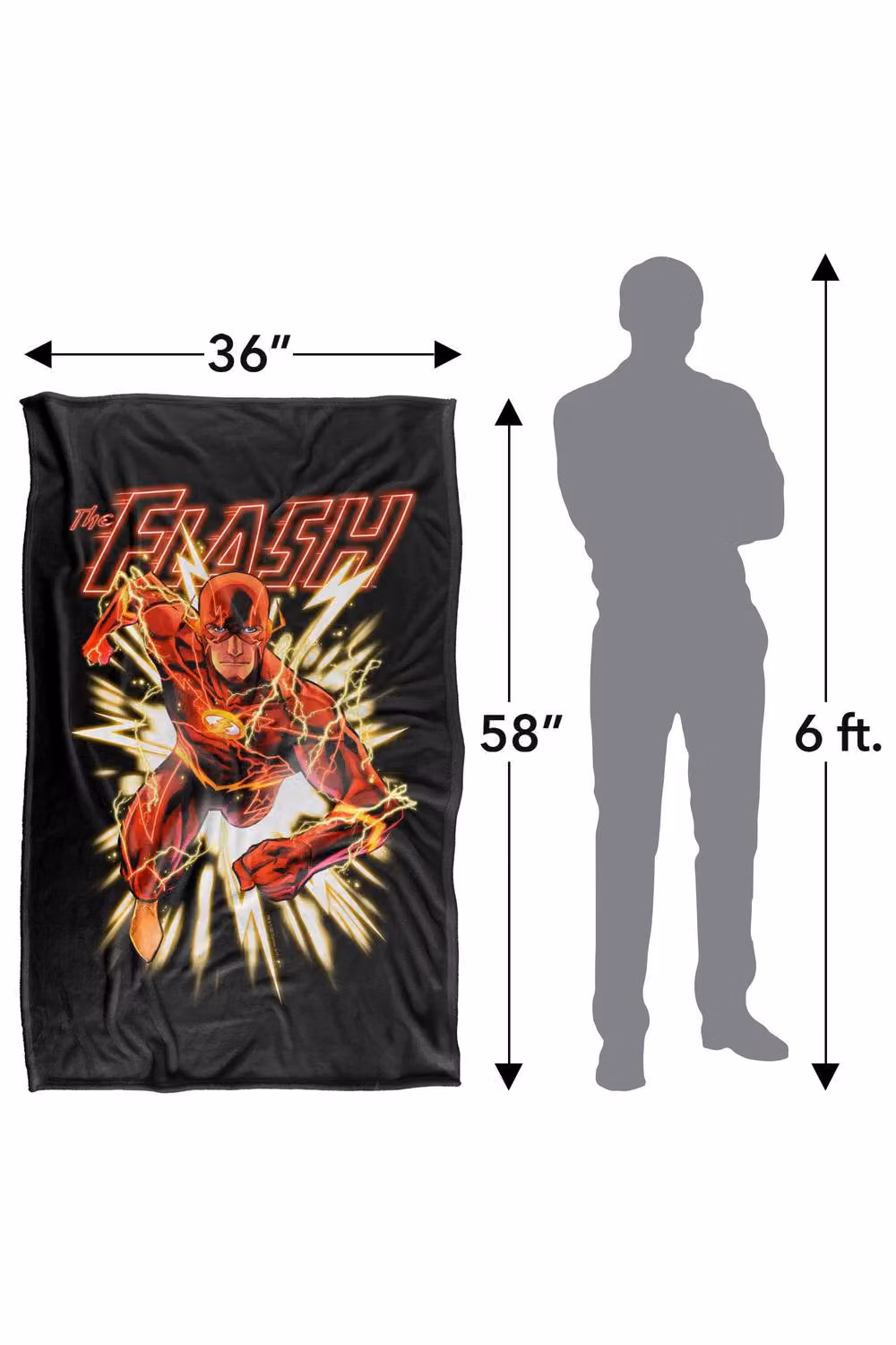 LOGOVISION Justice League Flash Glow Super Soft Silky Touch Fleece Throw Blanket, Multicolour, W: 127.0 cm, H: 152.4 cm – 8