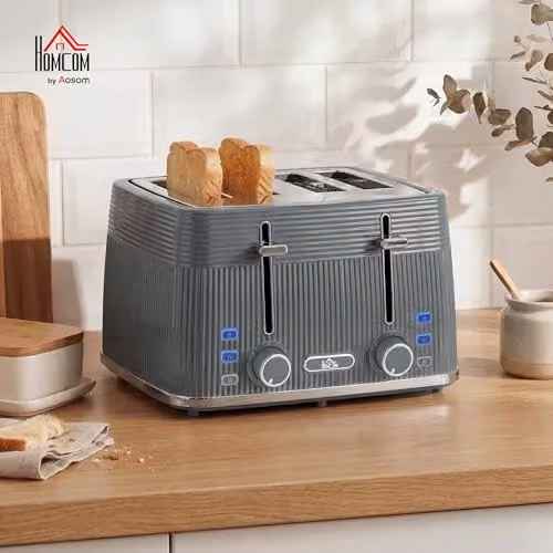 HOMCOM 4 Slice Toaster with 7 Browning Levels and Overheat Protection, Grey – 2