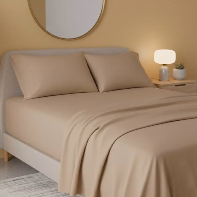 Snug City Beige Flannelette Cotton Flat Sheet, Single, W: 90 cm, L: 200 cm