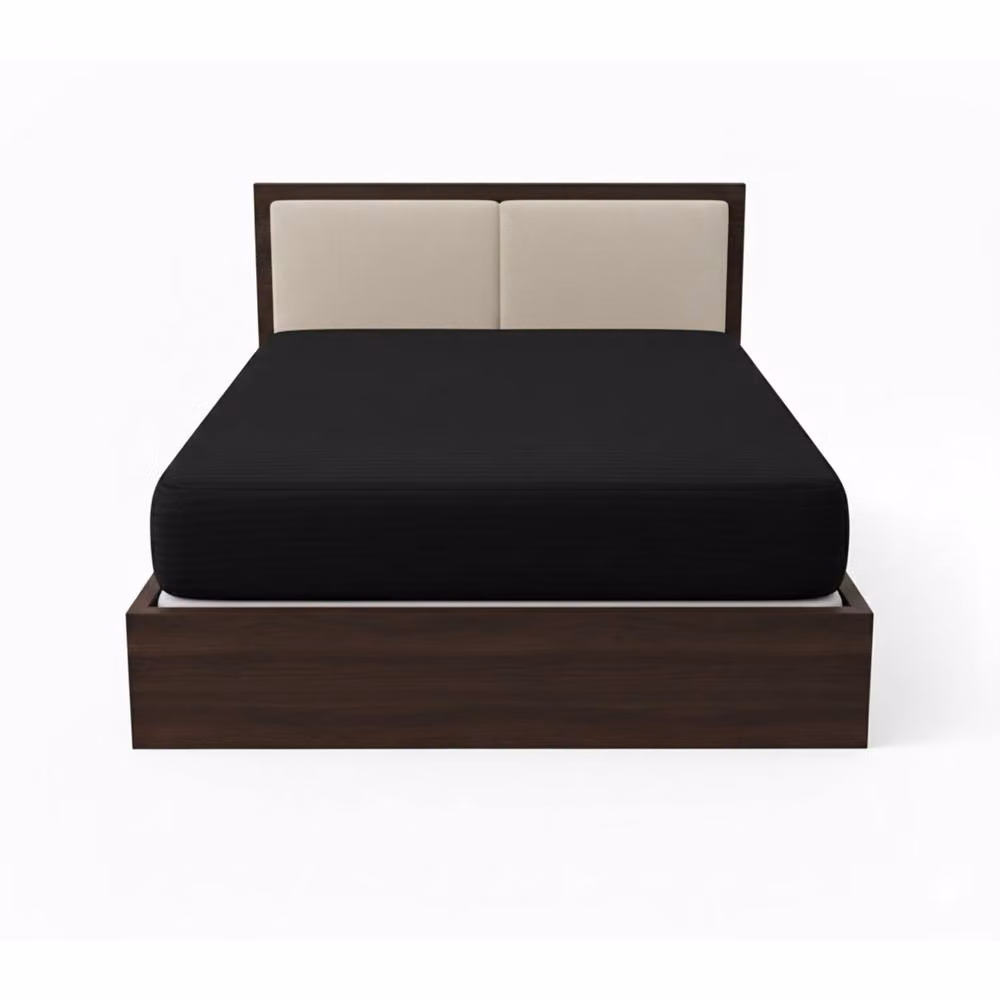 Snug City Single Satin Stripe Soft Touch Fitted Sheet in Black, Extra Deep 40 cm – 3