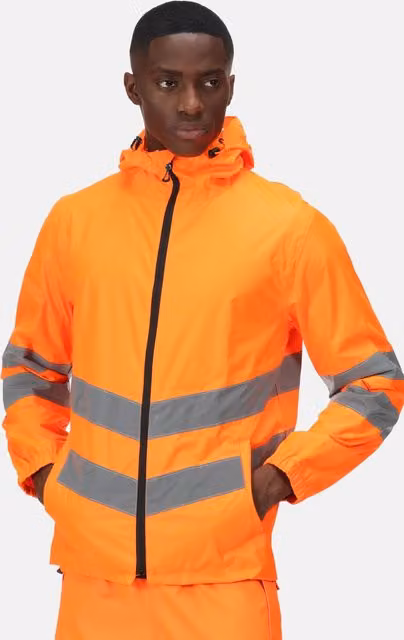 Regatta Men's Hi-Vis Pro Packaway Jacket in Orange, Size: 3XL