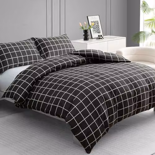 Lazzaro Grey Microfibre Super King Duvet Cover and Pillowcase Set with Reversible Design and Zipper Closure, Duvet Cover 200 x 200 cm, Pillowcases 50 x 75 cm – 1
