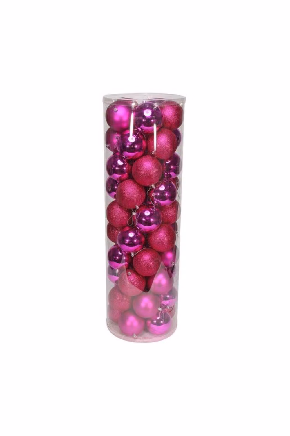 KDMD 48 Hot Pink Christmas Baubles in Matt, Shiny and Glitter Finish, Diameter: 10 cm – 2