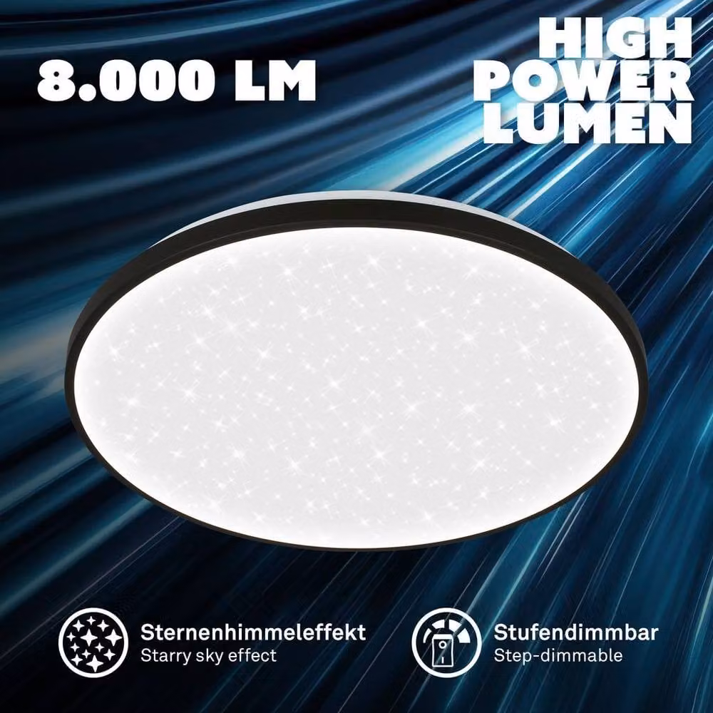 Briloner Black LED Ceiling Light with Star Effect and 3-Step Dimming – 2