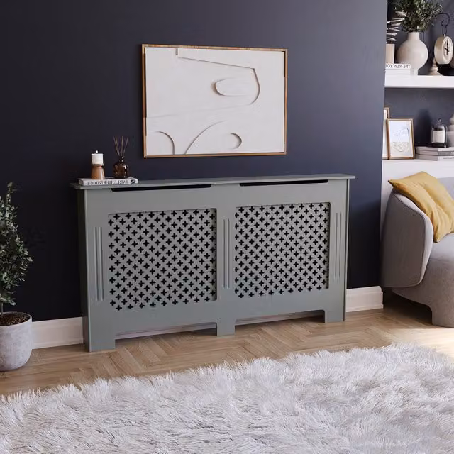 Vida Designs Geometric Modern Radiator Cover in Grey, W/D/H: 152 x 19 x 82 cm