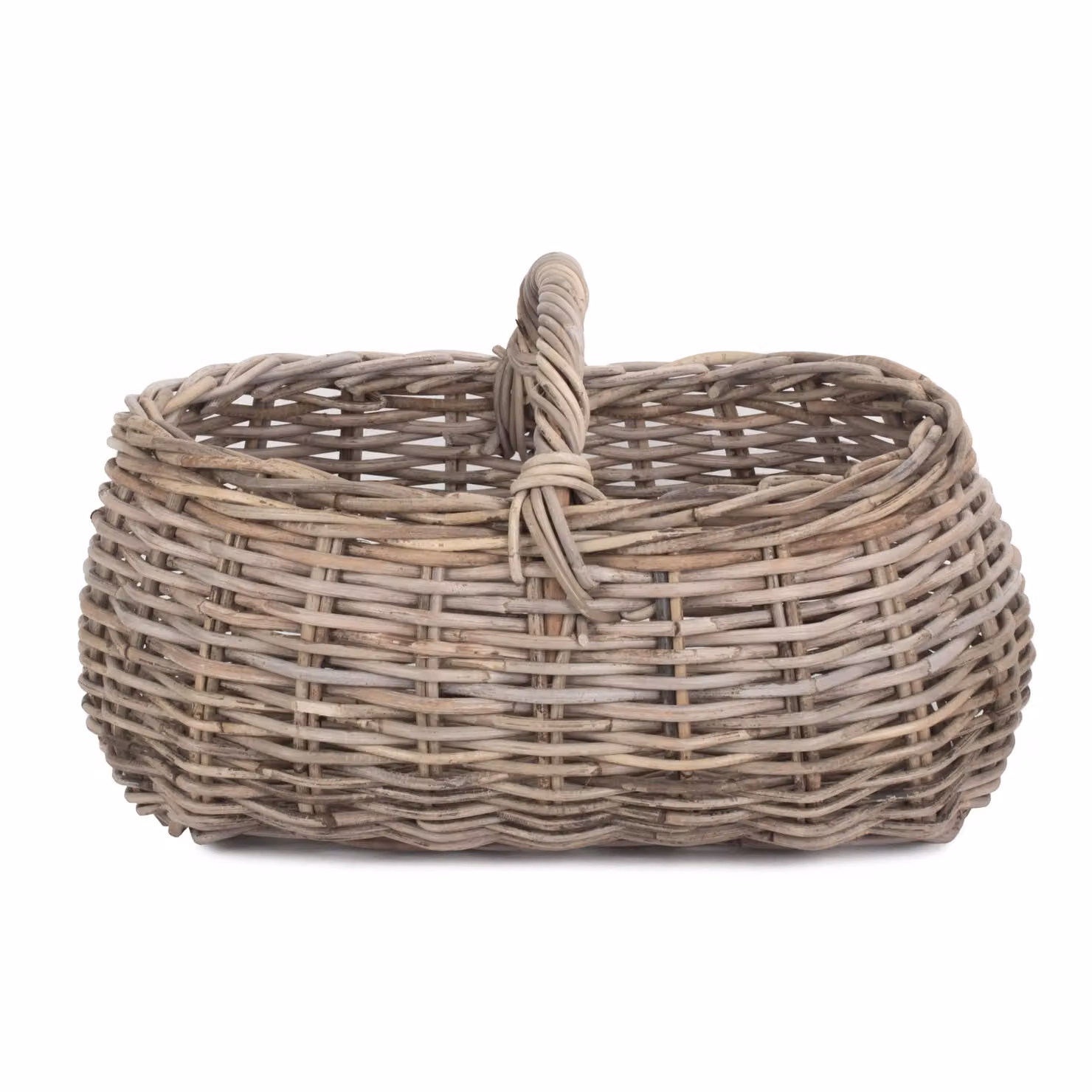 Red Rattan Hamper Market Basket in Grey and Brown, W/D/H: 56.0 x 40.0 x 24.0 cm – 2