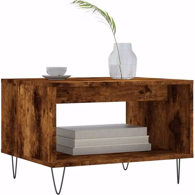Berkfield Home Smoked Oak Decorative Coffee Table in Brown, W: 60 cm, D: 50 cm, H: 40 cm – 1